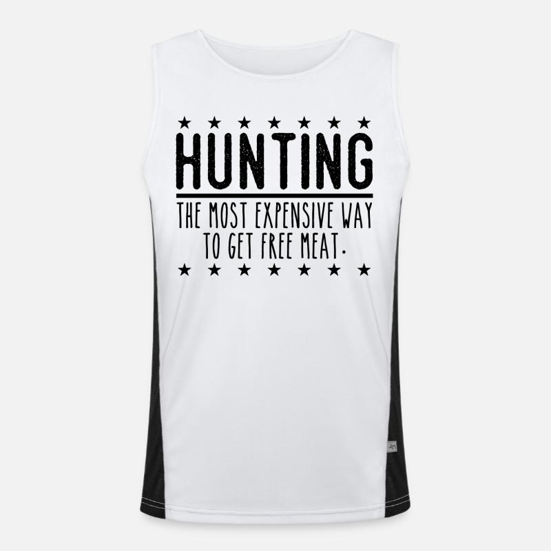 Jäger Lustiger Spruch – Gratis Fleisch Design Funktionelles Kontrast-Tank Top für Männer 