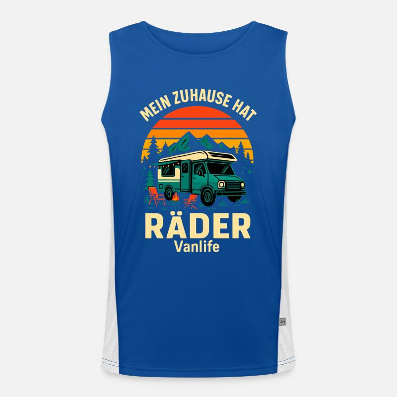 My Home Has Wheels | Vanlife Camper Men's Functional Contrast Tank Top 