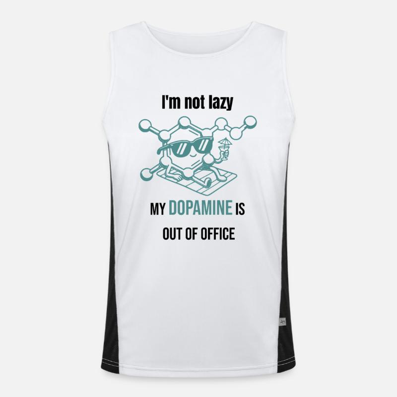 Dopamine Molecule - I'm Not Lazy - Men's Functional Contrast Tank Top  - white/black