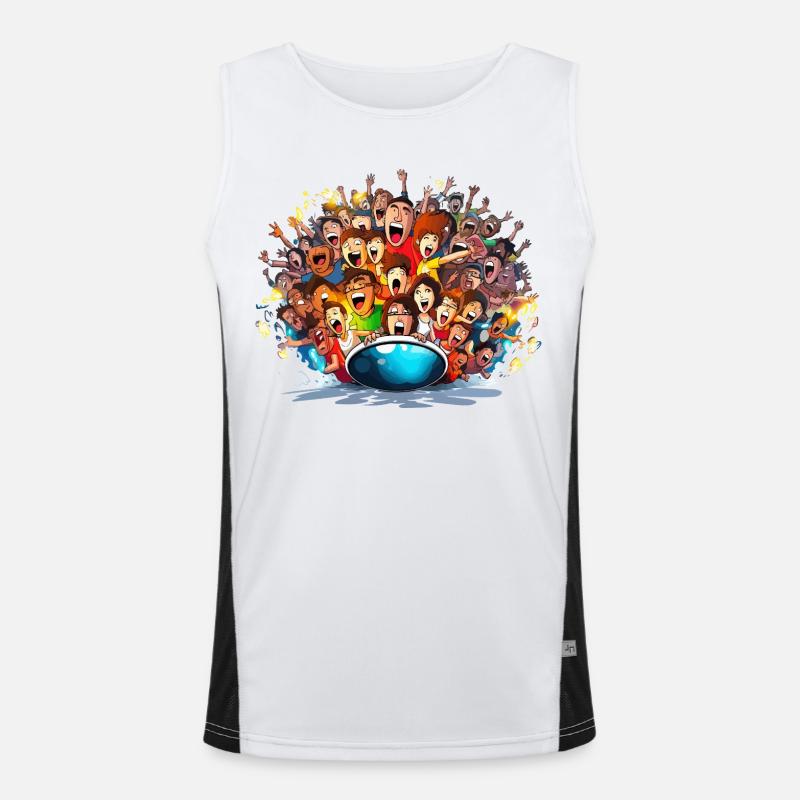 Cheering crowds on boat Men's Functional Contrast Tank Top 
