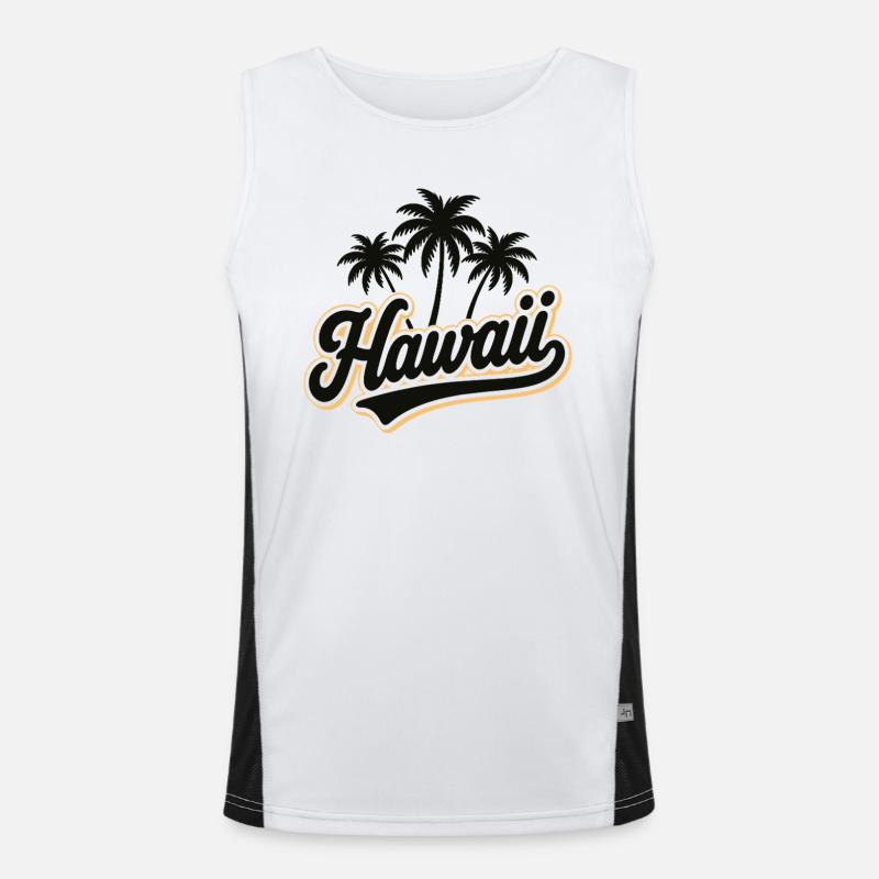 Hawaii Summer Vibes with Palm Trees and Sea Men's Functional Contrast Tank Top 