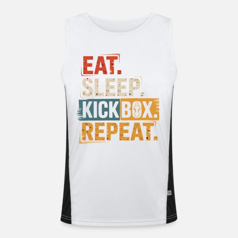 Eat Sleep Kickbox Repeat Funktionelles Kontrast-Tank Top für Männer 