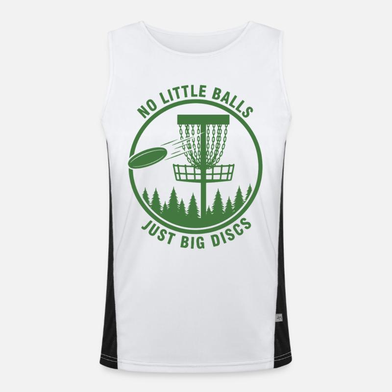 Pas de petites balles, juste de gros disques, drôle de disc golf Débardeur respirant contrasté Homme 
