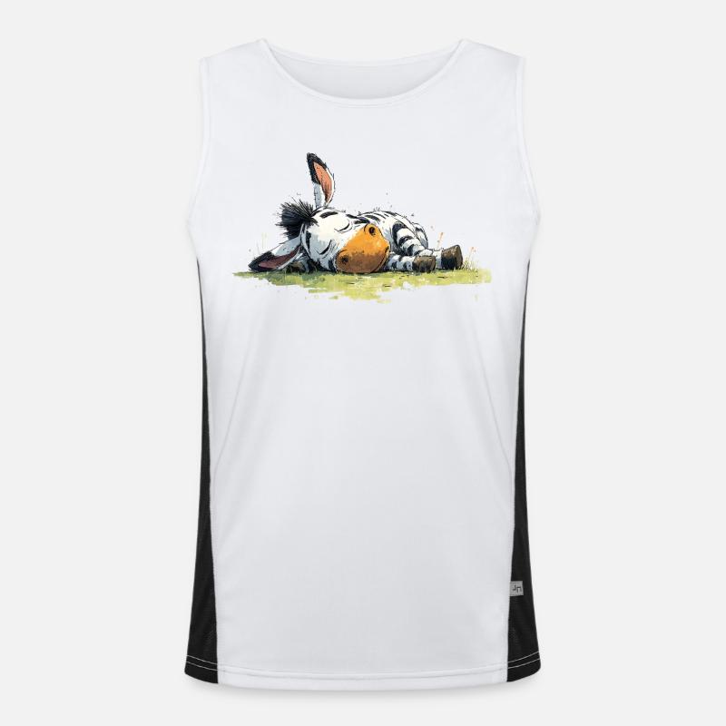 Schlafendes Zebra Funktionelles Kontrast-Tank Top für Männer 
