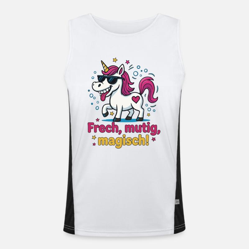 Cooles Einhorn – Frech, mutig, magisch Design Funktionelles Kontrast-Tank Top für Männer 