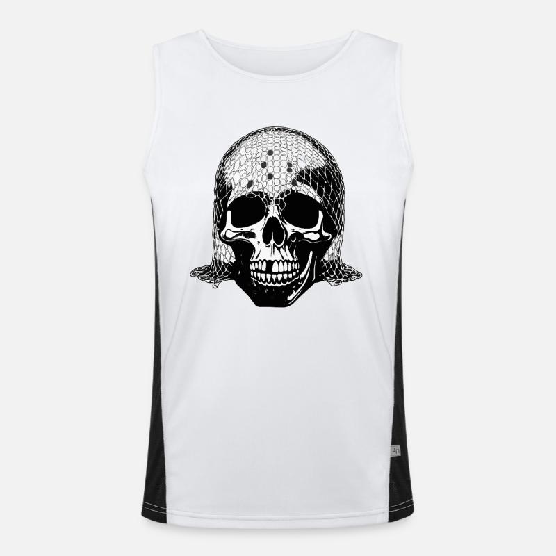 Skull with net veil Men's Functional Contrast Tank Top 
