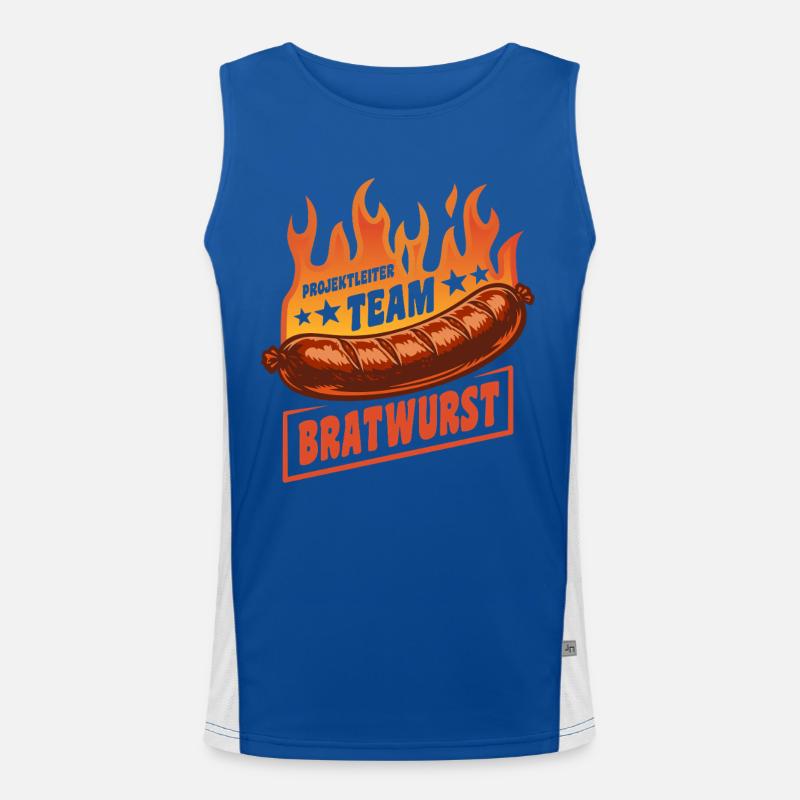 Projektleiter Team Bratwurst | Grillen Feuer Funktionelles Kontrast-Tank Top für Männer 