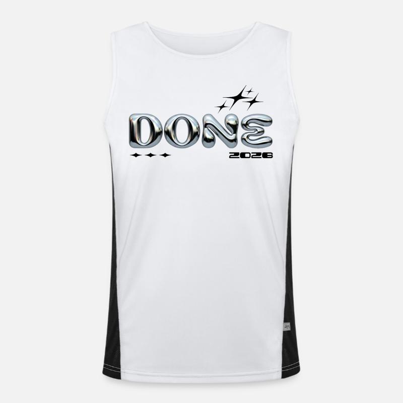 Chrome Blasenbuchstaben DONE Funktionelles Kontrast-Tank Top für Männer 