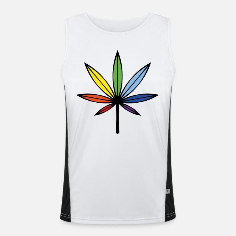 Cannabis / Marihuana / Hanf (Outline / Rainbow) Funktionelles Kontrast-Tank Top für Männer 