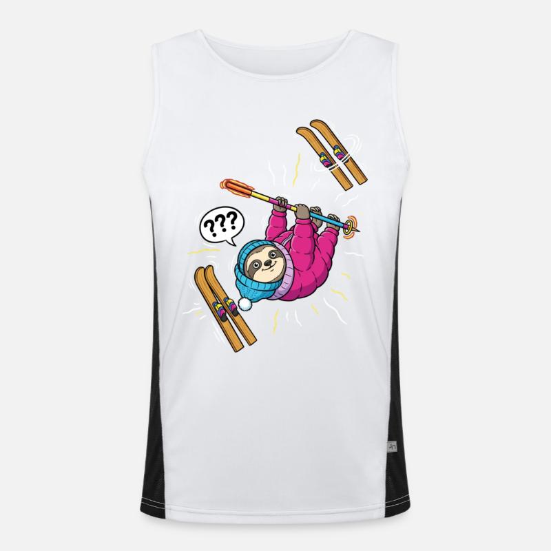 Confused sloth while skiing Men's Functional Contrast Tank Top 