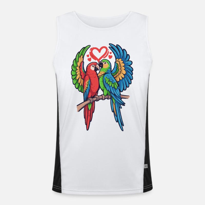 Duo de perroquets d’amour dans le style tropical Débardeur respirant contrasté Homme 