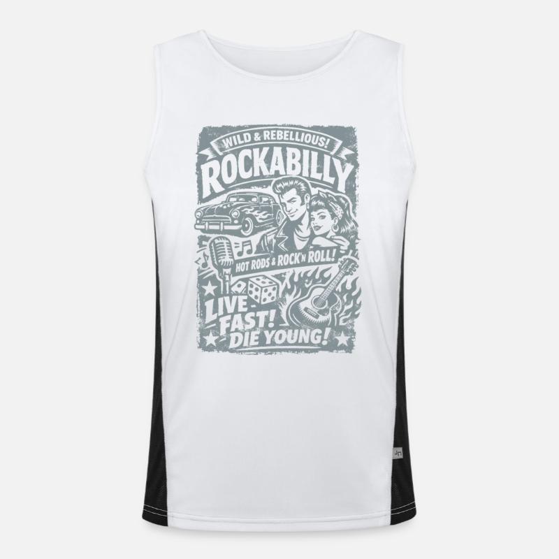 Rockabilly Vintage 50s Rock & Roll | Hot Rods Men's Functional Contrast Tank Top 
