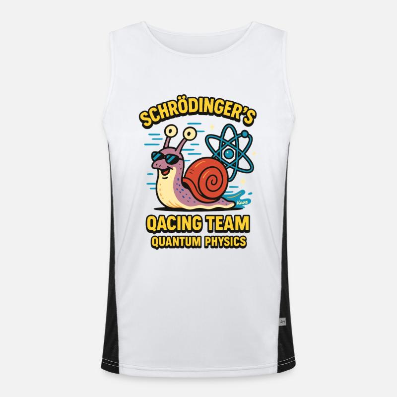 Schrödinger's Qacing Team Quantum Physics Schnecke Funktionelles Kontrast-Tank Top für Männer 