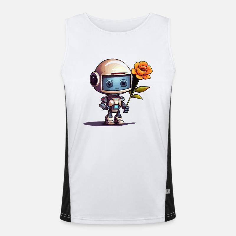 Petit robot avec une rose Débardeur respirant contrasté Homme 