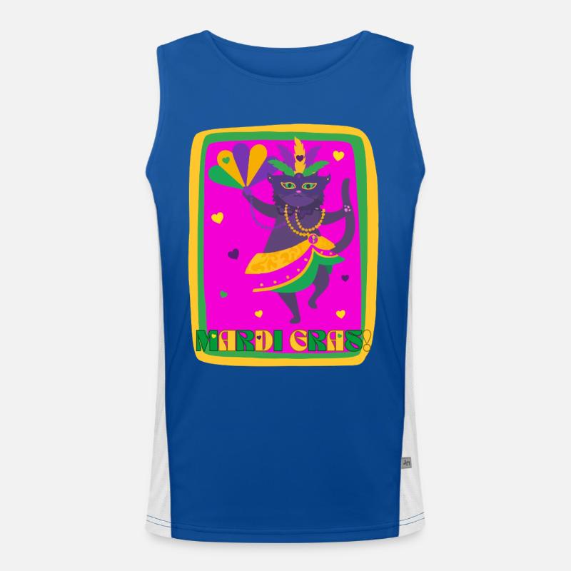 Mardi Gras Dancing Cat Men's Functional Contrast Tank Top 