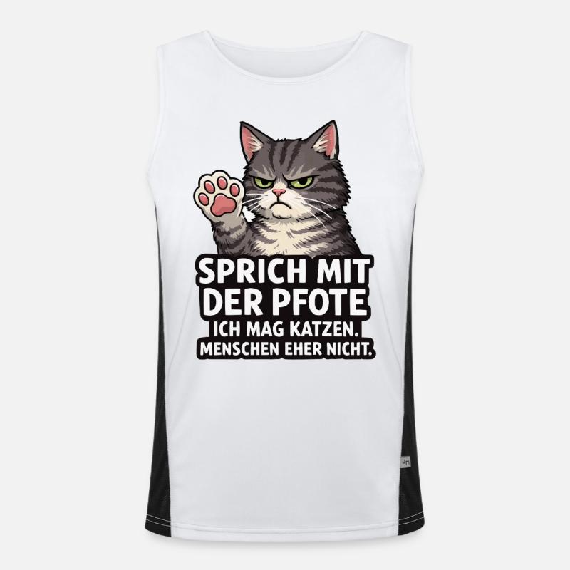 Sprich mit der Pfote – Grumpy Katze - Men's Functional Contrast Tank Top  - white/black