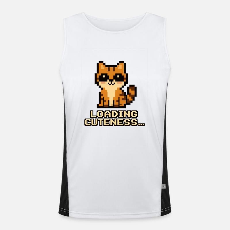 Lade Niedlichkeit Pixelkatze Funktionelles Kontrast-Tank Top für Männer 