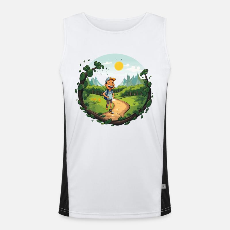 Hikers on the forest path - Men's Functional Contrast Tank Top - white/black