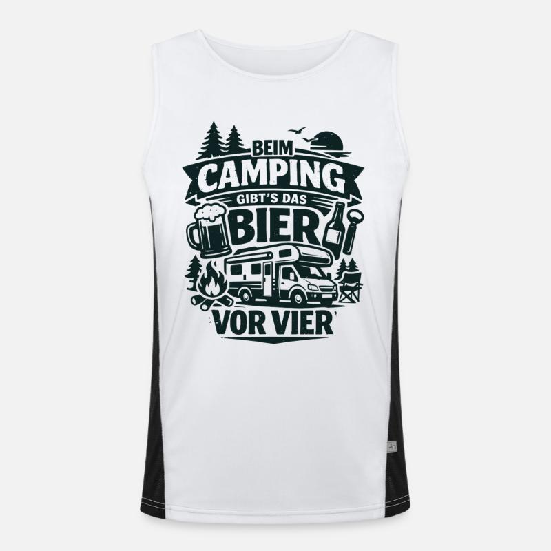 Bière avant quatre heures au camping Débardeur respirant contrasté Homme 