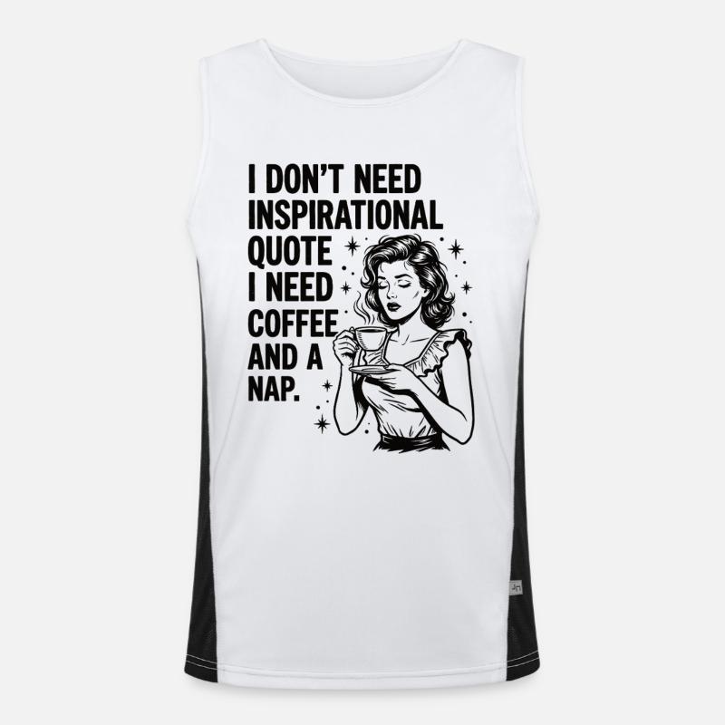 Echte Kaffeeliebe Nickerchen Statement Funktionelles Kontrast-Tank Top für Männer 