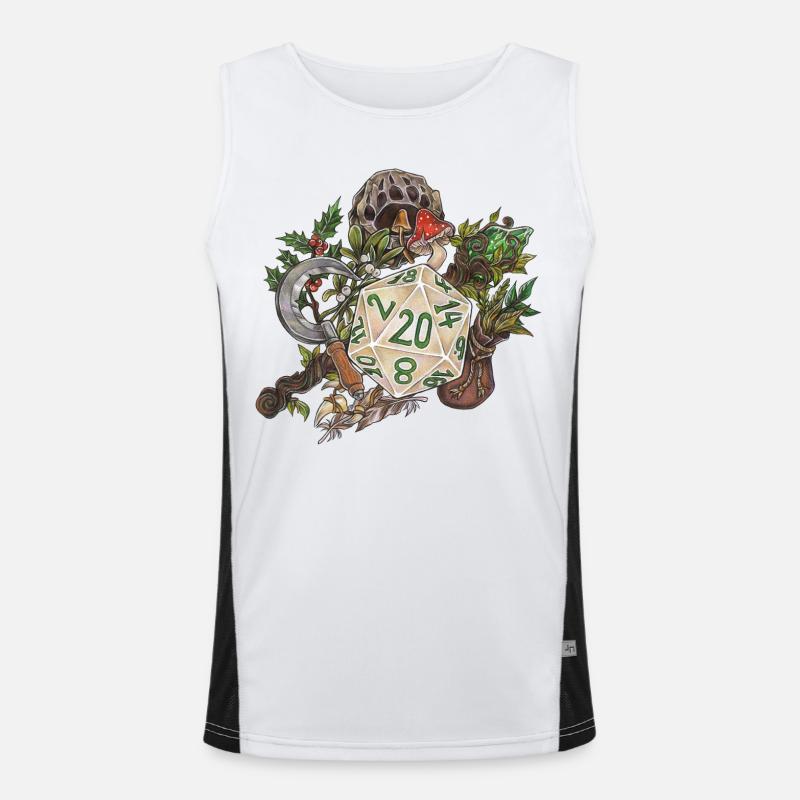 RPG Tabletop D20 Dice Gift Druid - Men's Functional Contrast Tank Top  - white/black