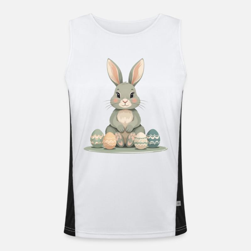 Pastel Bunny Easter Eggs - Men's Functional Contrast Tank Top  - white/black