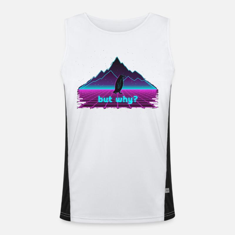 Vaporwave Pinguin Funktionelles Kontrast-Tank Top für Männer 