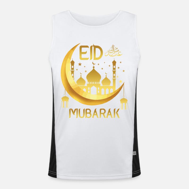 Eid Mubarak Happy Ramadan Allah Islamic Holiday Men's Functional Contrast Tank Top 