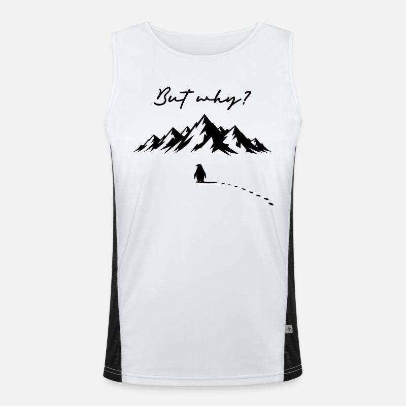 But why? Pinguin Meme Fußspuren Eis Berge Eisberg Débardeur respirant contrasté Homme 