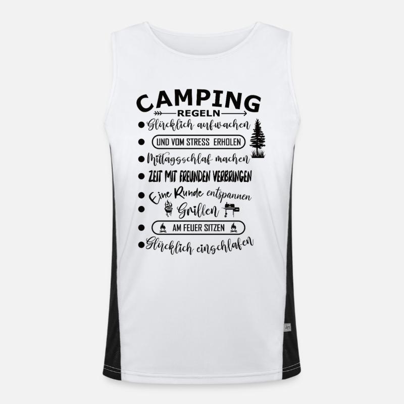 Real Camping Rules Outdoor Adventure - Men's Functional Contrast Tank Top  - white/black