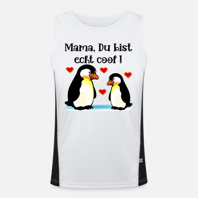 Komplimente Mama Muttertag Pinguine Funktionelles Kontrast-Tank Top für Männer 