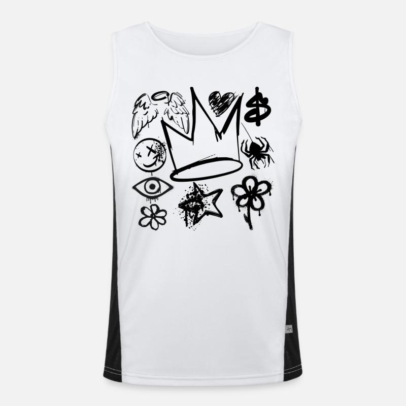 Art Graph Pattern - Men's Functional Contrast Tank Top  - white/black