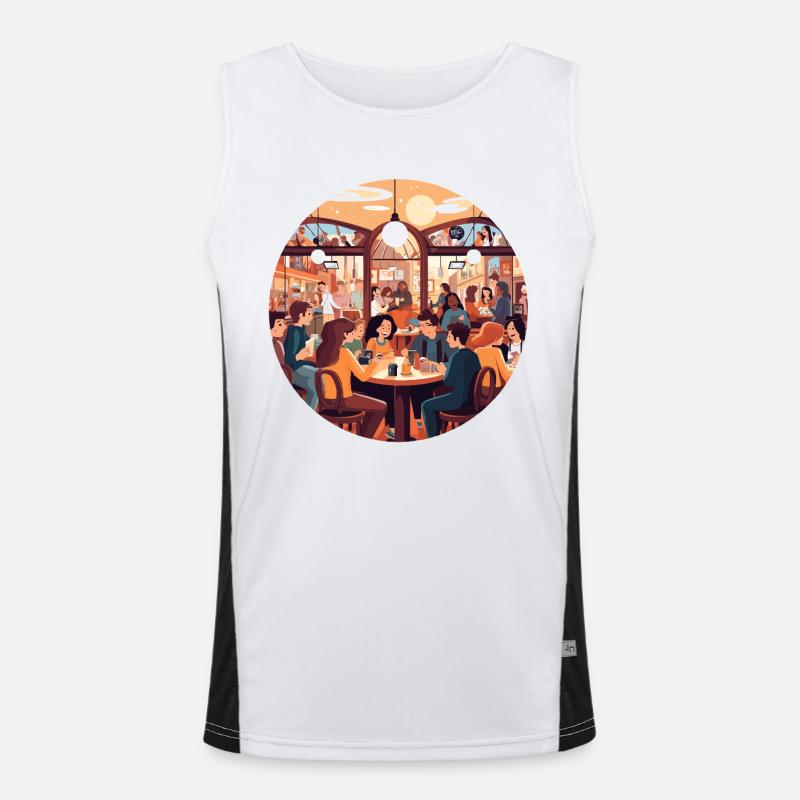 Cafe conversations in the evening light Men's Functional Contrast Tank Top 