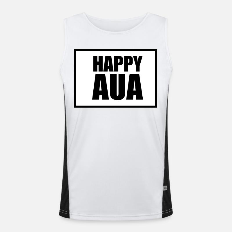 Happy AUA Typografie Design Funktionelles Kontrast-Tank Top für Männer 
