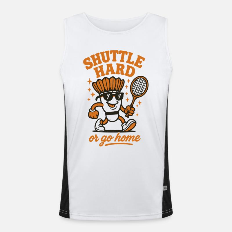 Shuttle Hard | Badminton Motivation Spruch Funktionelles Kontrast-Tank Top für Männer 