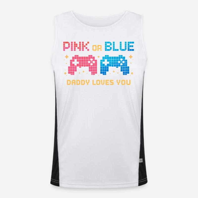 Pink or Blue Pixel Controller - Men's Functional Contrast Tank Top  - white/black