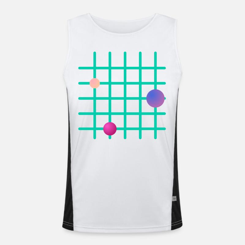 Geometrisches Grid mit Farb-Sphären Funktionelles Kontrast-Tank Top für Männer 