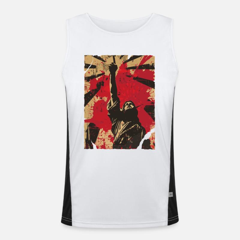 Aufstehende Faust Protest Funktionelles Kontrast-Tank Top für Männer 