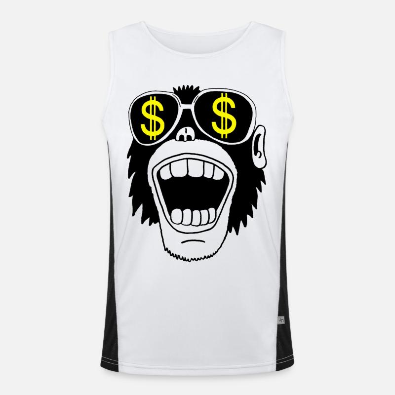 Affe mit Brille Funktionelles Kontrast-Tank Top für Männer 