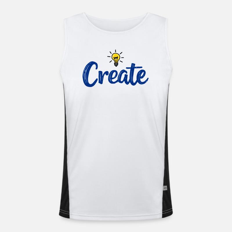 Create Lettering with Glowing Light Bulb - Men's Functional Contrast Tank Top  - white/black