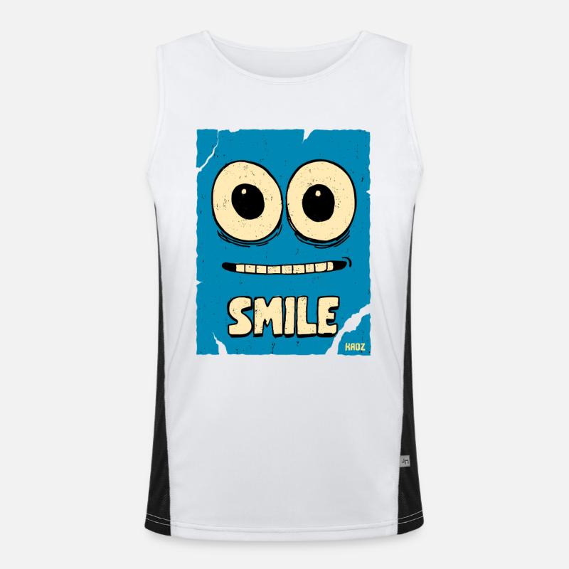 Laughing Blue Cartoon Face Men's Functional Contrast Tank Top 