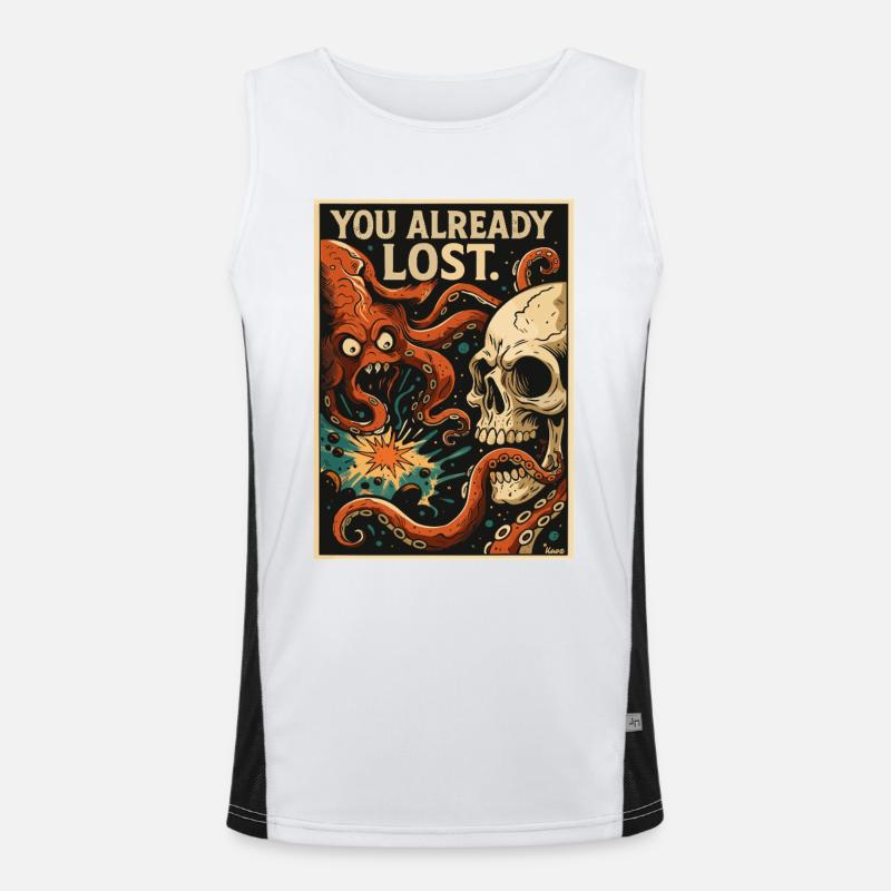 You've already lost – skull and tentacles - Men's Functional Contrast Tank Top - white/black