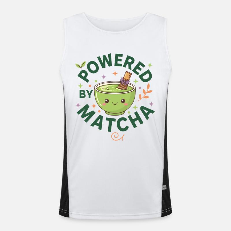 Propulsé par le matcha Drôle de thé vert Amateur de matcha Débardeur respirant contrasté Homme 