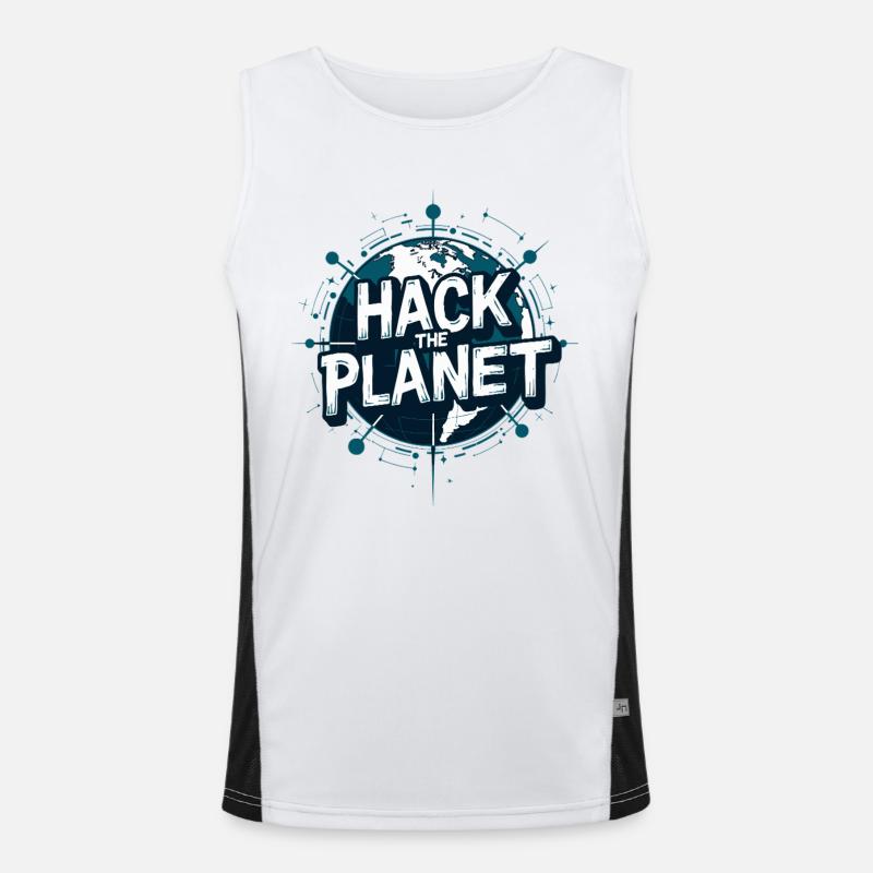 Motivo Globe Hack – Planetary Techstyle - Canotta sportiva da uomo in contrasto cromatico  - bianco/nero