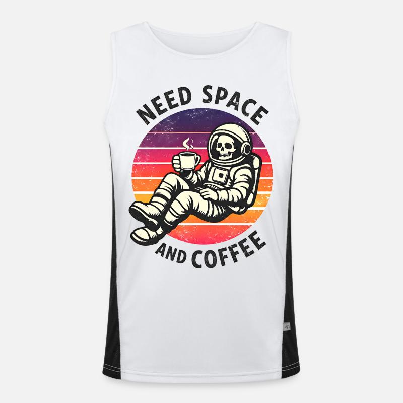 Need Space And Coffee Skeleton Astronaut - Men's Functional Contrast Tank Top  - white/black