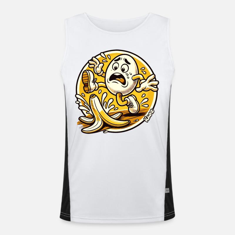 Comic egg slips on banana peel Men's Functional Contrast Tank Top 
