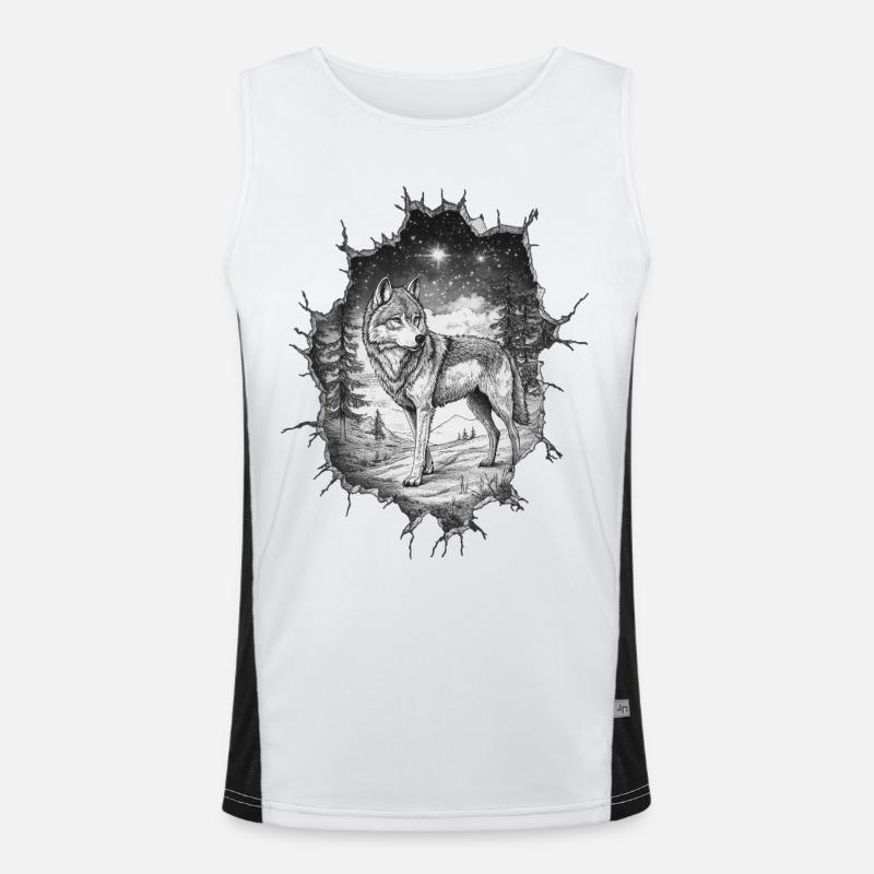 Wolf Funktionelles Kontrast-Tank Top für Männer 