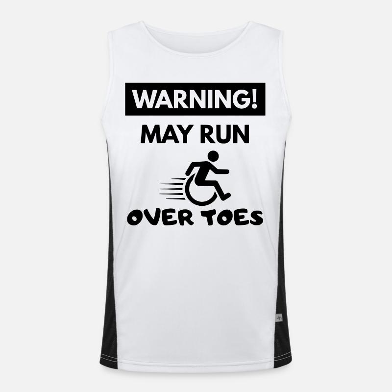 Attention ! Un utilisateur de fauteuil roule sur les orteils # Débardeur respirant contrasté Homme 