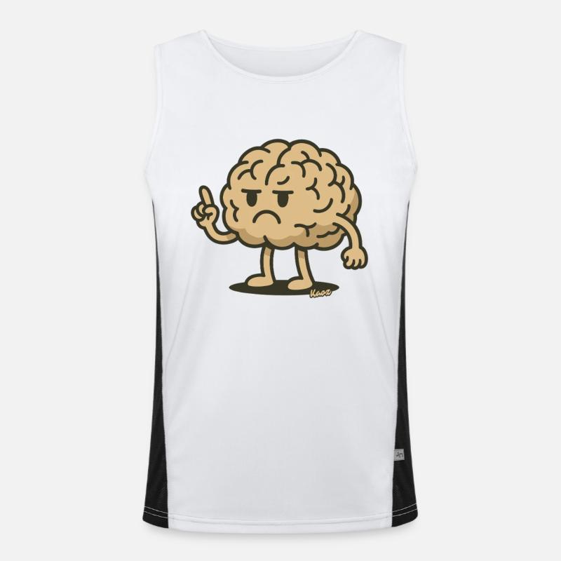 Brain figure with raised index finger Men's Functional Contrast Tank Top 