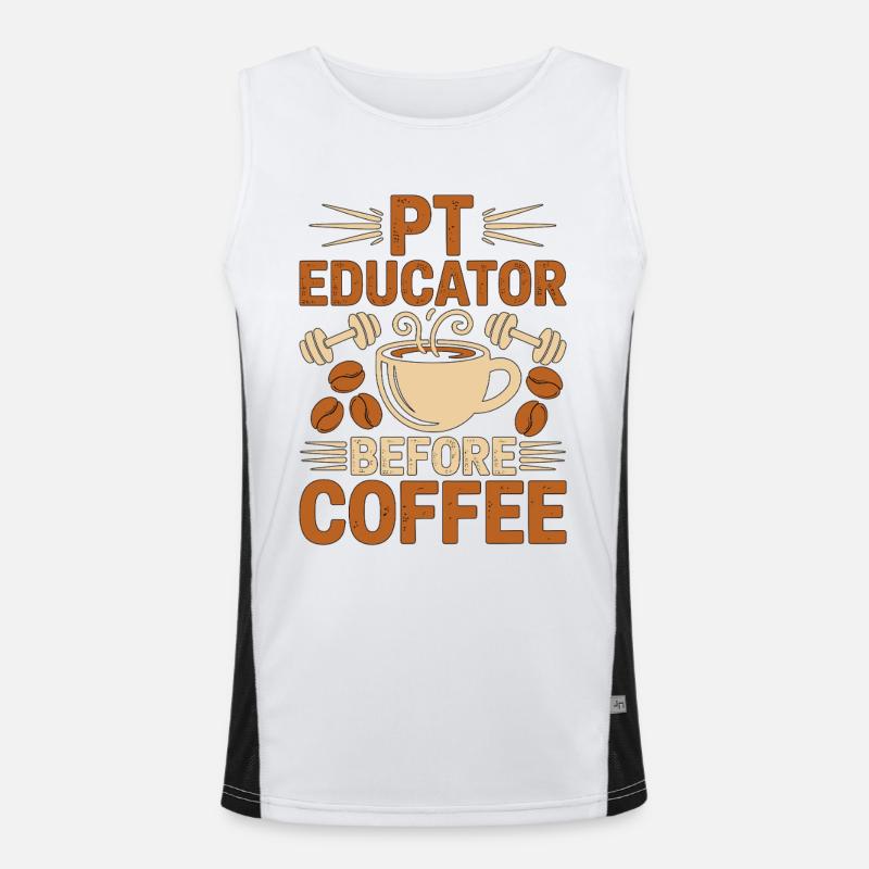 PT Educator Before Physiotherapy Coffee Lover Funktionelles Kontrast-Tank Top für Männer 